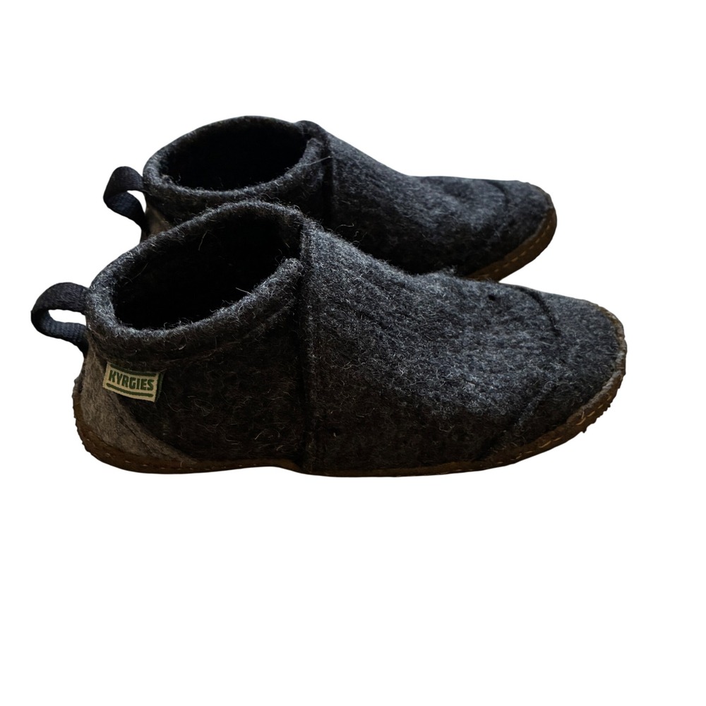 Kyrgies Tengries Wool Felt Slippers Womens US Size 5 Charcoal Gray Handmade